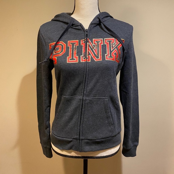 PINK Victoria’s Secret Gray Zip Up Hoodie - Picture 2 of 10